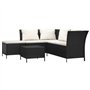 Salon de jardin 4 pcs avec coussins Noir Résine tressée