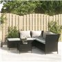 Salon de jardin 4 pcs avec coussins Noir Résine tressée