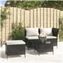 Salon de jardin 3 pcs avec coussins Noir Résine tressée