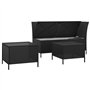 Salon de jardin 3 pcs avec coussins Noir Résine tressée