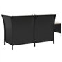 Salon de jardin 3 pcs avec coussins Noir Résine tressée