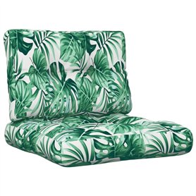 vidaXL Coussins de Palette Lot de 2 Motif de Feuilles Tissu