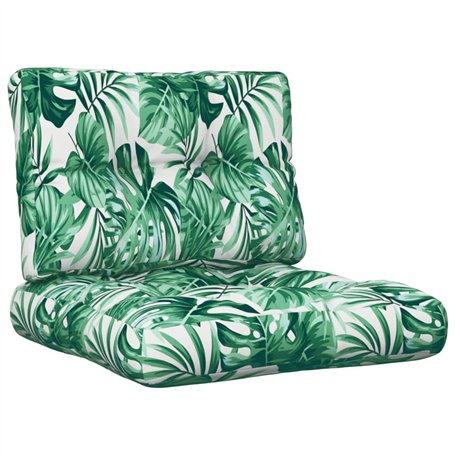 vidaXL Coussins de Palette Lot de 2 Motif de Feuilles Tissu