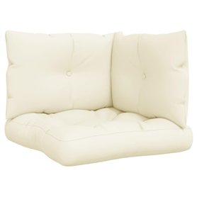 vidaXL Coussins de Palette Lot de 3 crème Tissu