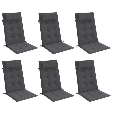 vidaXL Coussins de Chaise à Dossier Haut Lot de 6 Anthracite