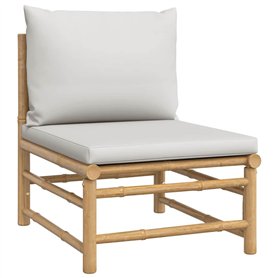 vidaXL Canapé Central de Jardin avec Coussins Gris Clair Bambou