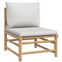 vidaXL Canapé Central de Jardin avec Coussins Gris Clair Bambou