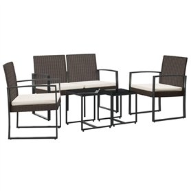 vidaXL Ensemble à Manger de Jardin 5 pcs et Coussins Marron rotin PP