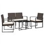 vidaXL Ensemble à Manger de Jardin 5 pcs et Coussins Marron rotin PP