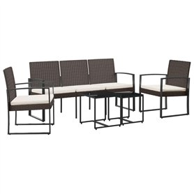 vidaXL Ensemble à Manger de Jardin avec Coussins 5 pcs Marron rotin PP