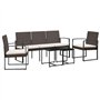 vidaXL Ensemble à Manger de Jardin avec Coussins 5 pcs Marron rotin PP