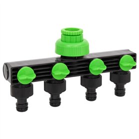 vidaXL Adaptateur de Robinet à 4 Voies Vert/Noir 19