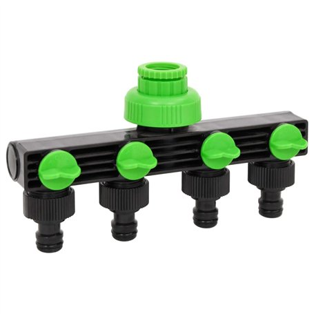 vidaXL Adaptateur de Robinet à 4 Voies Vert/Noir 19