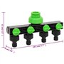 vidaXL Adaptateur de Robinet à 4 Voies Vert/Noir 19,5x6x11 cm ABS & PP, connecteur de Robinet, Adaptateur de Robinet extérieur, 