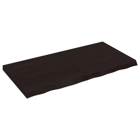 Dessus de table marron foncé bois chêne massif traité