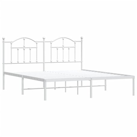 vidaXL Cadre de lit métal avec tête de lit Blanc 160x200 cm