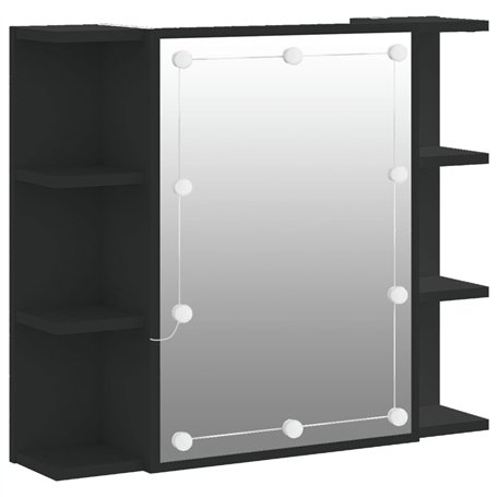 vidaXL Armoire à Miroir avec LED Noir 70x16