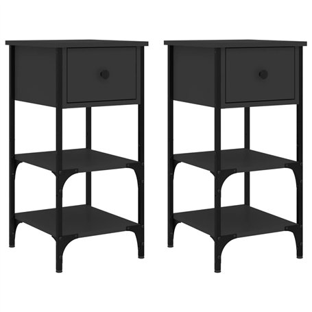 vidaXL Tables de Chevet 2 pcs Noir 34x36x70 cm Bois d’ingénierie
