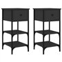 vidaXL Tables de Chevet 2 pcs Noir 34x36x70 cm Bois d’ingénierie
