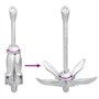vidaXL Ancre Pliante argenté 2,5 kg Fer malléable, Ancre, Ancre à grappin, Ancre Pliable, Ancre pour Petit Bateau, Ancre à grapp