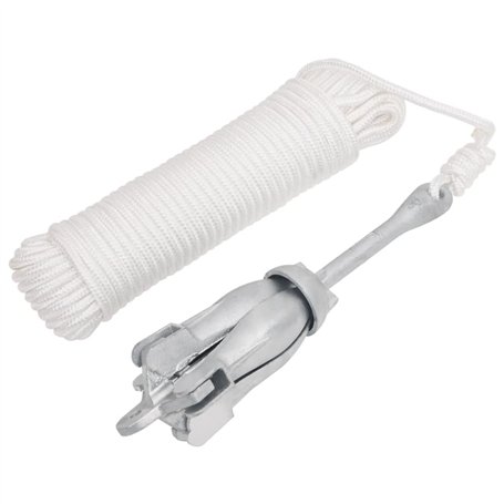 vidaXL Ancre Pliable avec Corde argenté 2