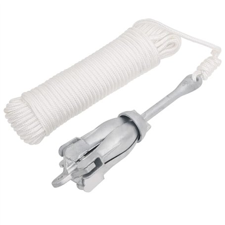 vidaXL Ancre Pliable avec Corde argenté 3