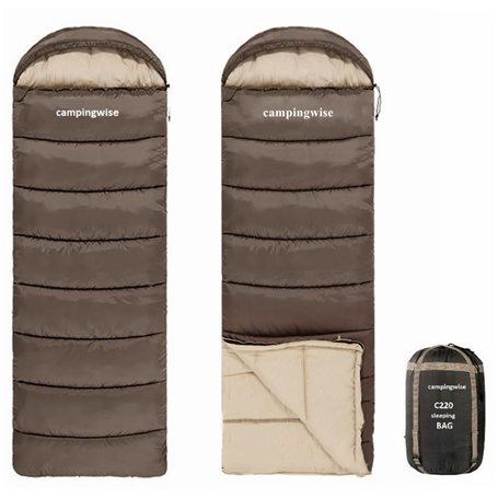 Campingwise Sac de Couchage | 4 Saisons | 220 x 75 cm | Sac de Rangement Extra résistant et Fermeture éclair