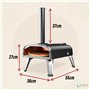 LIVIN' Four à pizza en bois – Thermomètre intégré et pierre à pizza en bois incluse – Machine à pizza en acier inoxydable pour d