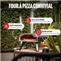 LIVIN' Four à pizza en bois – Thermomètre intégré et pierre à pizza en bois incluse – Machine à pizza en acier inoxydable pour d