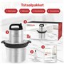 AoraKitchen Hachoir - 5 litres - 2 vitesses - Chopper - 2000 W - Électrique - 4 lames en acier inoxydable