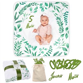 ODOXIA Couverture Etape Bébé en Français | Langes Coton Bébé | Tapis Mois Bebe Garçon Ou Fille