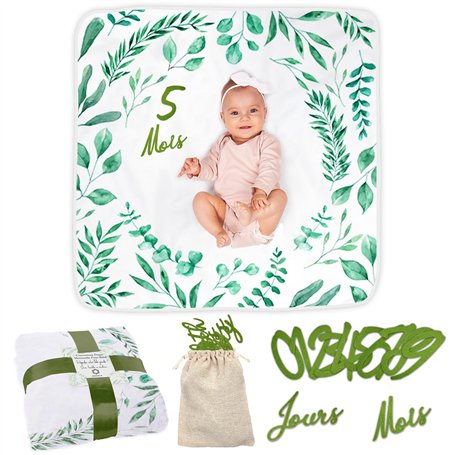 ODOXIA Couverture Etape Bébé en Français | Langes Coton Bébé | Tapis Mois Bebe Garçon Ou Fille
