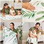 ODOXIA Couverture Etape Bébé en Français | Langes Coton Bébé | Tapis Mois Bebe Garçon Ou Fille, Unisexe | Thème Feuilles | Cadea