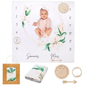 ODOXIA Couverture Etape Bébé en Français | Langes | Tapis Mois Garçon Ou Fille