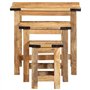 vidaXL Tables d'appoint gigognes 3 pcs Bois de manguier Massif Brut, Table gigogne, Support gigogne, Table gigogne de Salon