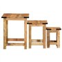 vidaXL Tables d'appoint gigognes 3 pcs Bois de manguier Massif Brut, Table gigogne, Support gigogne, Table gigogne de Salon