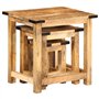 vidaXL Tables d'appoint gigognes 3 pcs Bois de manguier Massif Brut, Table gigogne, Support gigogne, Table gigogne de Salon