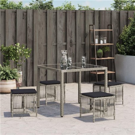 vidaXL Lot de 4 Tabourets de Jardin avec Coussins