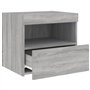 vidaXL Table de Chevet avec Lumières LED, Armoire de Lit avec Rangement, Table de Nuit, Armoire de Nuit, Moderne, Sonoma Gris Bo