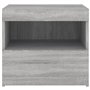 vidaXL Table de Chevet avec Lumières LED, Armoire de Lit avec Rangement, Table de Nuit, Armoire de Nuit, Moderne, Sonoma Gris Bo