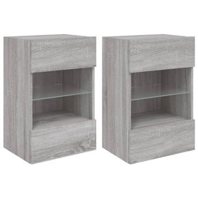 vidaXL Meubles TV muraux et lumières LED 2pcs Sonoma Gris 40x30x60