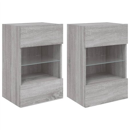 vidaXL Meubles TV muraux et lumières LED 2pcs Sonoma Gris 40x30x60