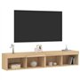 vidaXL Meubles TV avec Lumières LED 2 pcs, Armoires de Télévision Murales, Meubles Télé Suspendus avec Rangement Salon, Moderne,