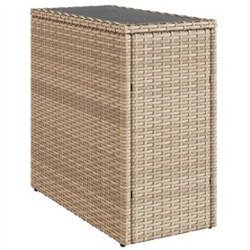 vidaXL Table d'appoint de Jardin avec Dessus en Verre Beige rotin