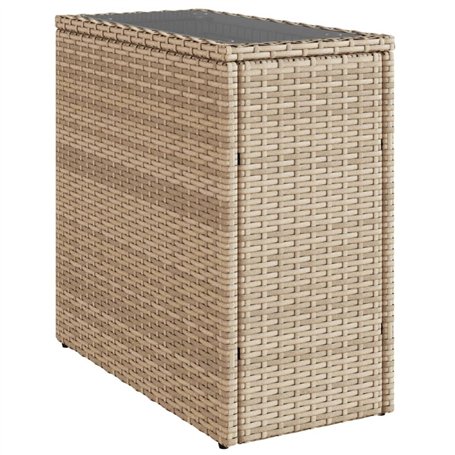 vidaXL Table d'appoint de Jardin avec Dessus en Verre Beige rotin