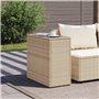 vidaXL Table d'appoint de Jardin avec Dessus en Verre Beige rotin