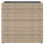 vidaXL Table d'appoint de Jardin avec Dessus en Verre Beige rotin