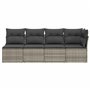 vidaXL Canapé de Jardin 4 Places, Siège avec Dossier, Meuble de Patio Arrière-Cour Terrasse Extérieur, avec Coussins Gris Résine
