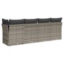 vidaXL Canapé de Jardin 4 Places, Siège avec Dossier, Meuble de Patio Arrière-Cour Terrasse Extérieur, avec Coussins Gris Résine