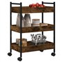 vidaXL Chariot de Cuisine, Étagère avec Roues, Chariot de Service, Meuble de Rangement Salon Salle de Bain Intérieur, Chêne Fumé